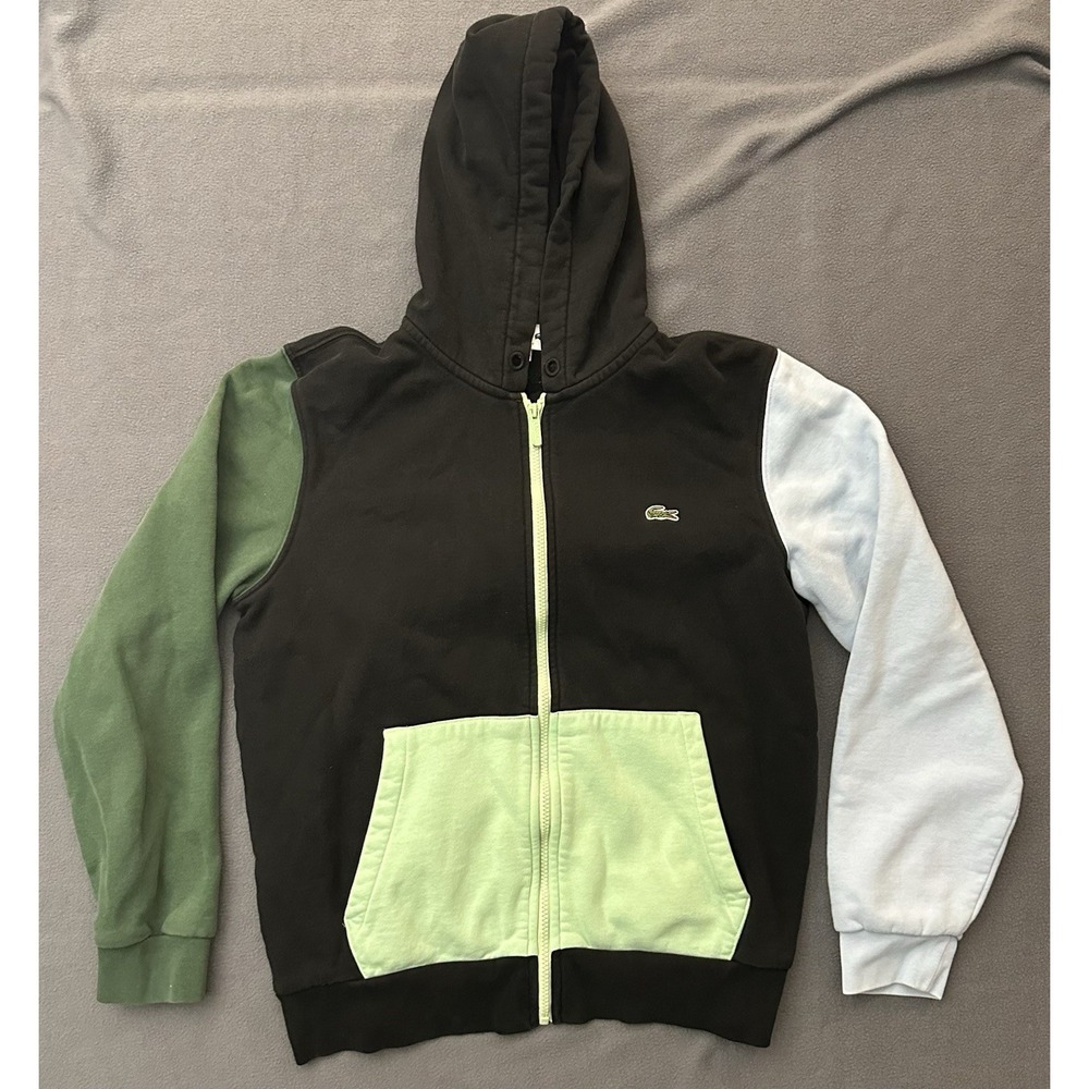 Men's Colorblock Fleece Zip-Up Hooded Sweatshirt Size Medium Lacoste Brand